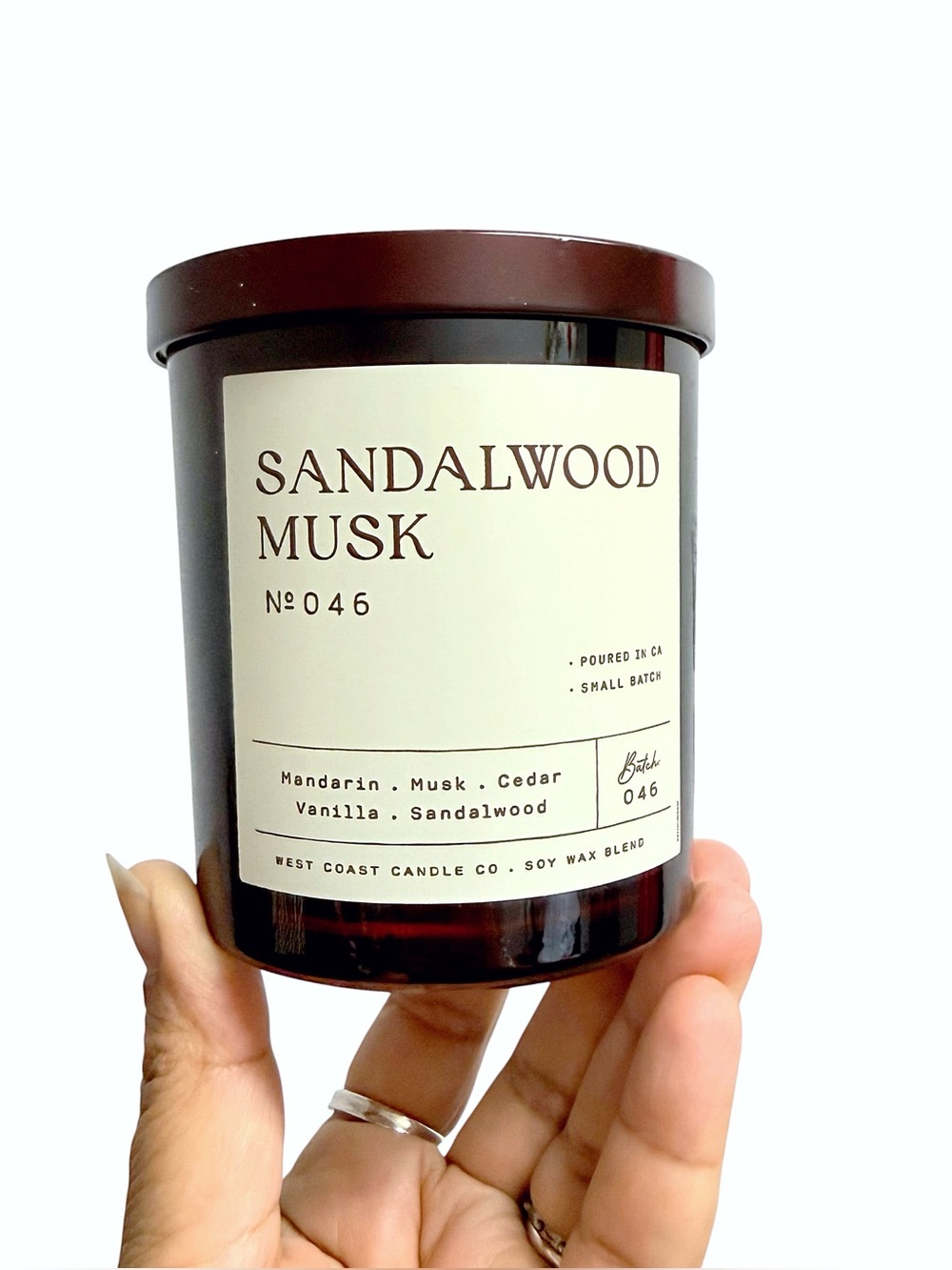 Leoben Company Sandalwood Musk No. 046 Luxury Scented Candle - Amber Glass